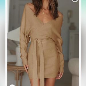 Long sleeve v-neck sweater dress
